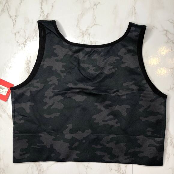 NWT Spanx Black Camo Lamn Activewear Athleisure Seamless Crop Top size L - Picture 2 of 7